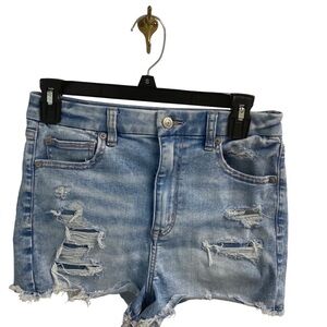 American Eagle ladies white wash denim curvy hi‎ rise shortie size 6